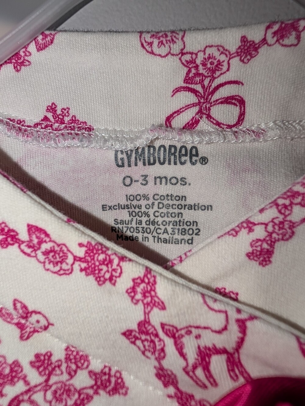 🩷 Gymboree Bonjour Bebe White & Pink Toile Satin Bow Swing Top Baby Girls 0-3 - Picture 2 of 4